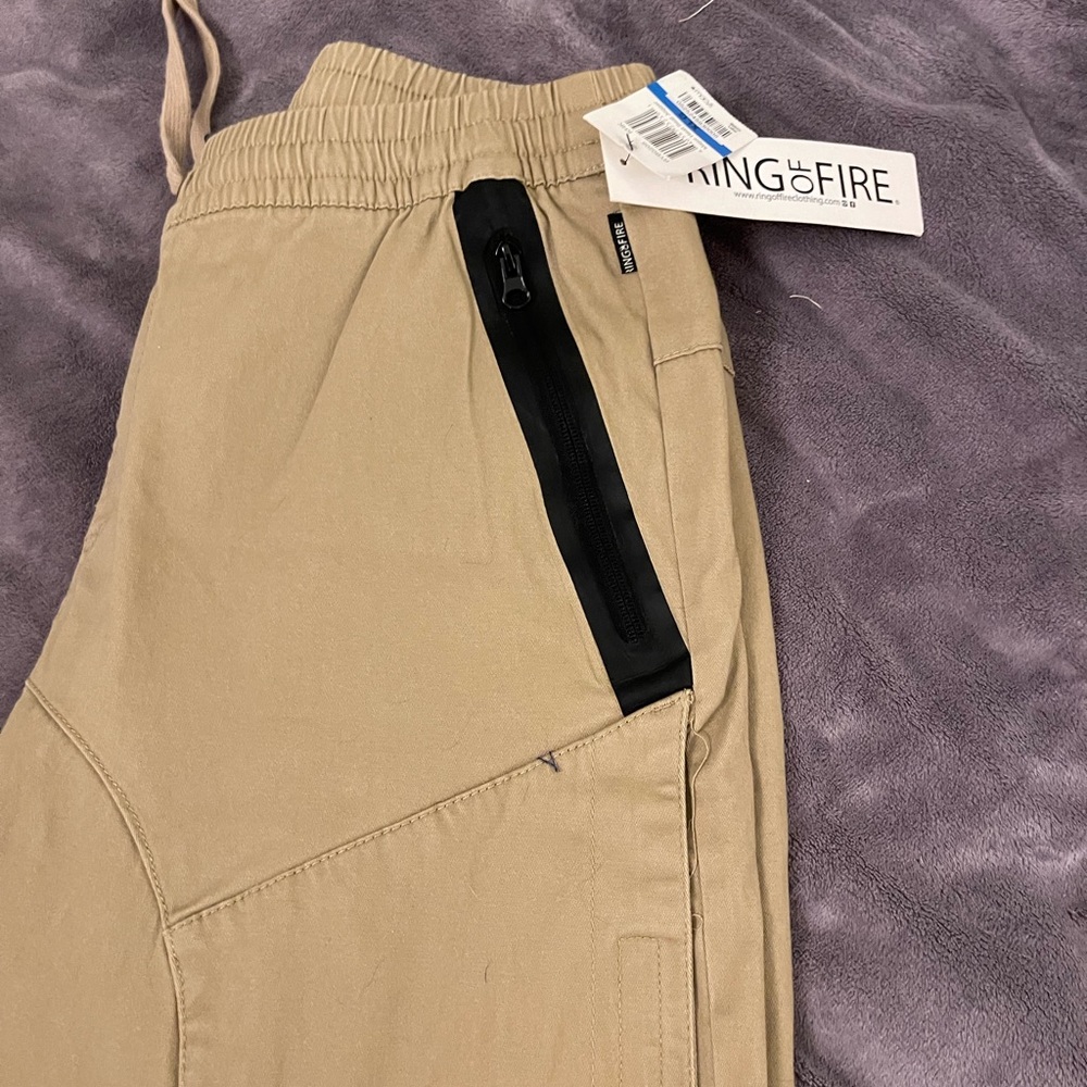 Ring of Fire Tan Cargo Pants with Elastic Waistband